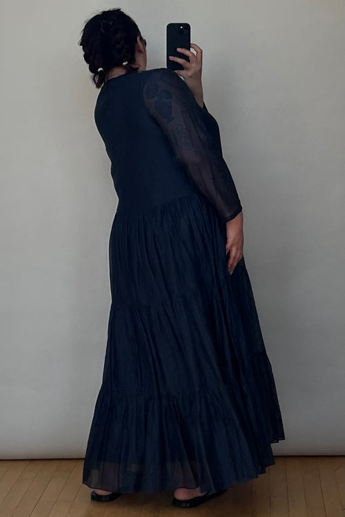 S Navy Tiered Maxi Dress