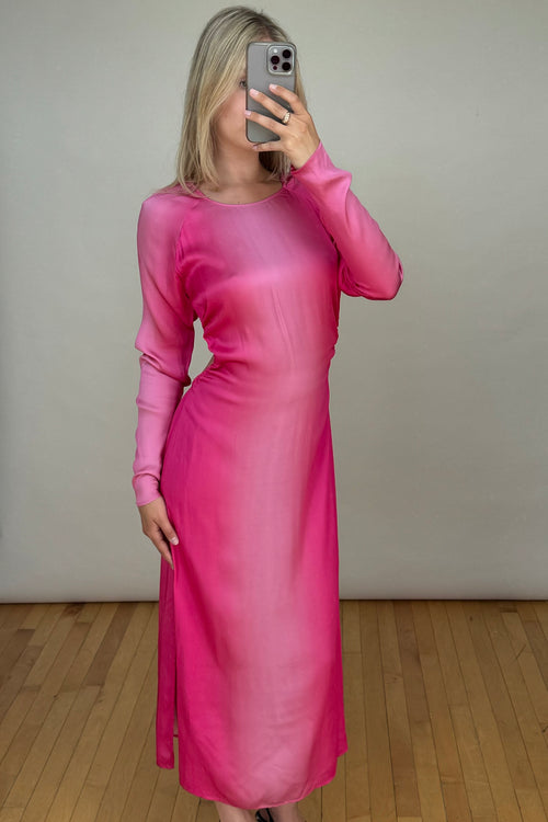 Pink Gradient Ava Backless Midi Dress