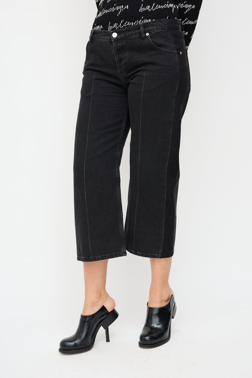 Balenciaga Washed Black Denim Straight Leg Capri