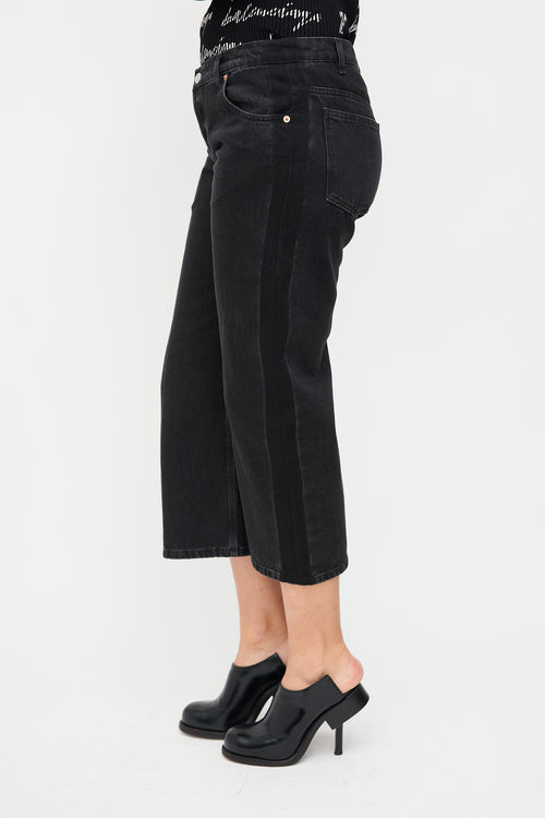 Balenciaga Washed Black Denim Straight Leg Capri