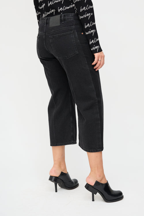 Balenciaga Washed Black Denim Straight Leg Capri