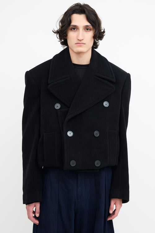 Balenciaga Black Cashmere Folded Cropped Jacket