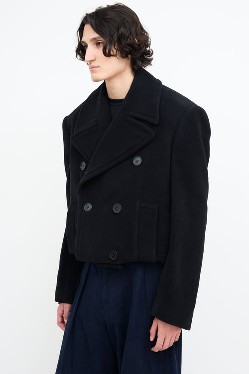 Balenciaga Black Cashmere Folded Cropped Jacket