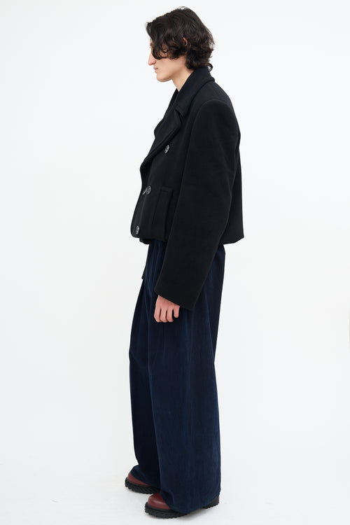 Balenciaga Black Cashmere Folded Cropped Jacket