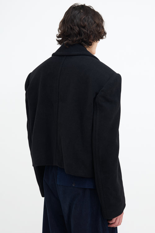 Balenciaga Black Cashmere Folded Cropped Jacket