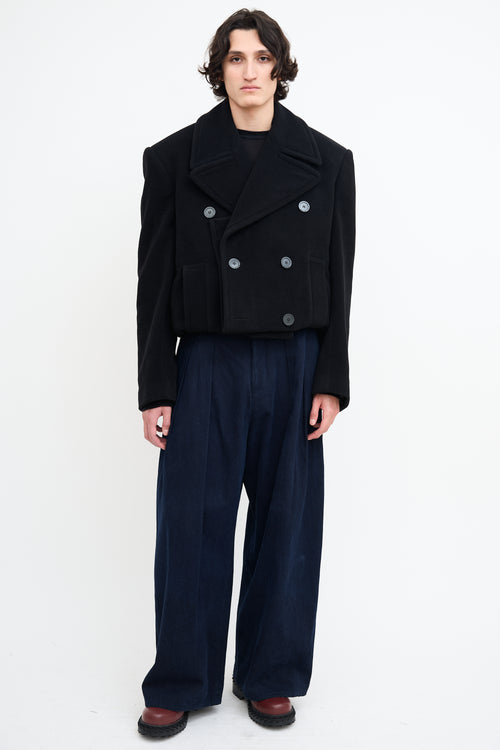 Balenciaga Black Cashmere Folded Cropped Jacket