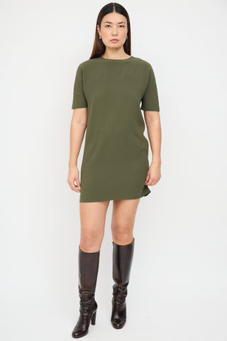 Balenciaga Green Silk Faux Pocket Mini Dress