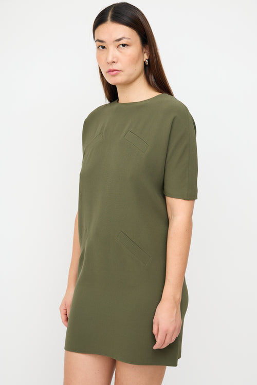 Balenciaga Green Silk Faux Pocket Mini Dress