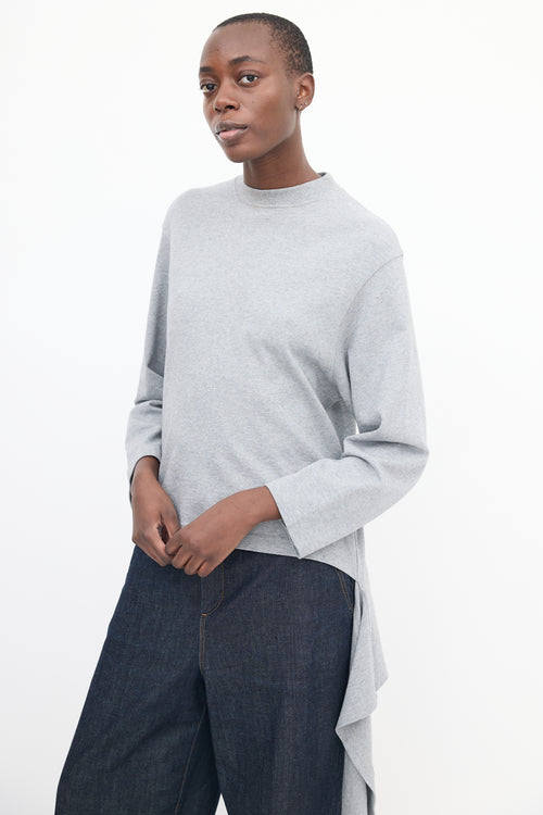 Balenciaga Grey Ruffled Side Sweater