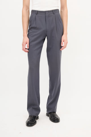 Balenciaga Grey Wool Straight Leg Trouser