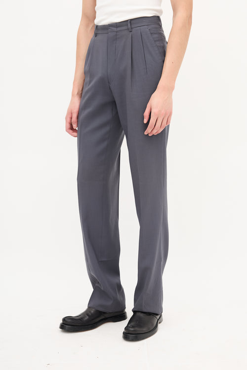 Balenciaga Grey Wool Straight Leg Trouser