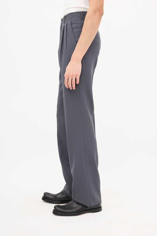 Balenciaga Grey Wool Straight Leg Trouser