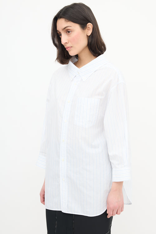 Balenciaga White 
Blue Striped Shirt