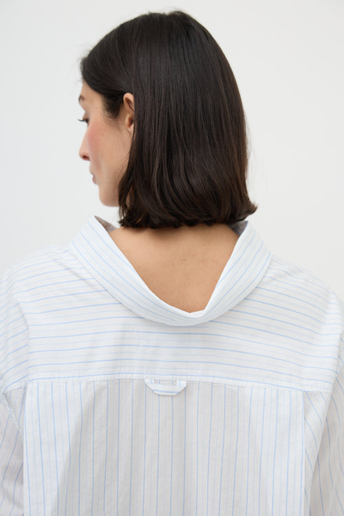 Balenciaga White 
Blue Striped Shirt