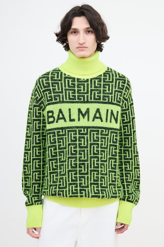 Balmain Merino Wool Logo Intarsia Sweater