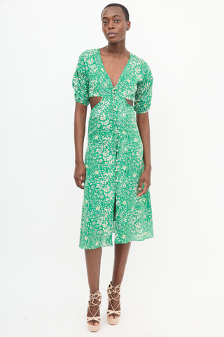 Ba&sh Green Floral Cutout Dress