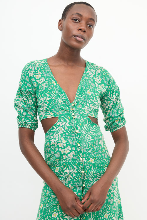 Ba&sh Green Floral Cutout Dress