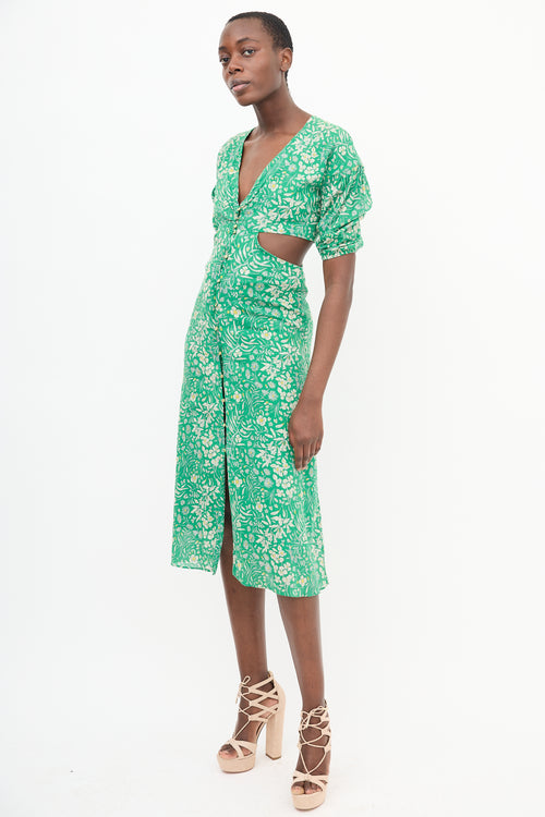 Ba&sh Green Floral Cutout Dress