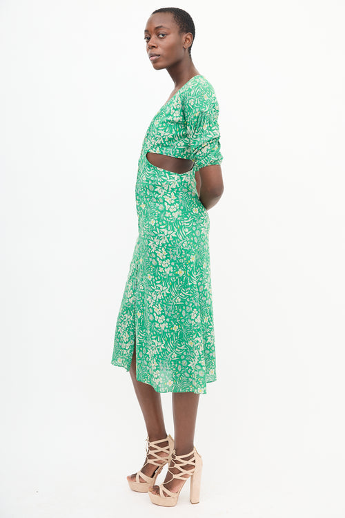 Ba&sh Green Floral Cutout Dress