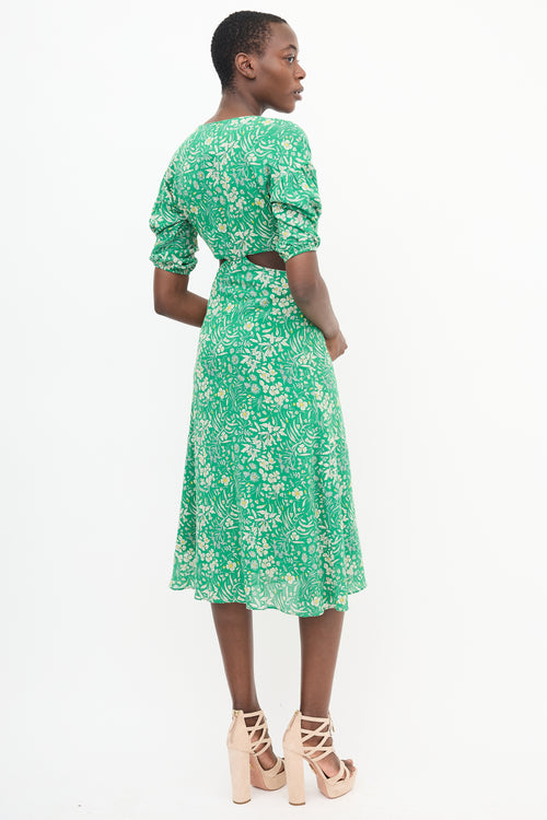 Ba&sh Green Floral Cutout Dress