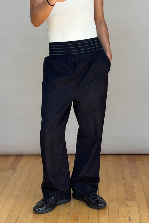 Black 
Blue Contrast Stitch Track Pant