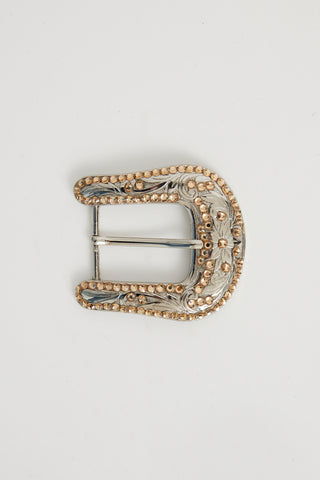 B.B. Simon Silver Tone Jewel Belt Buckle