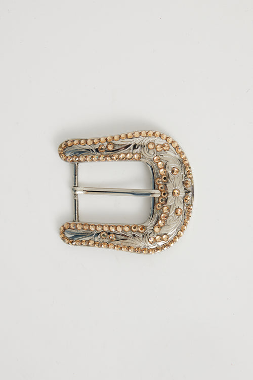 B.B. Simon Silver Tone Jewel Belt Buckle