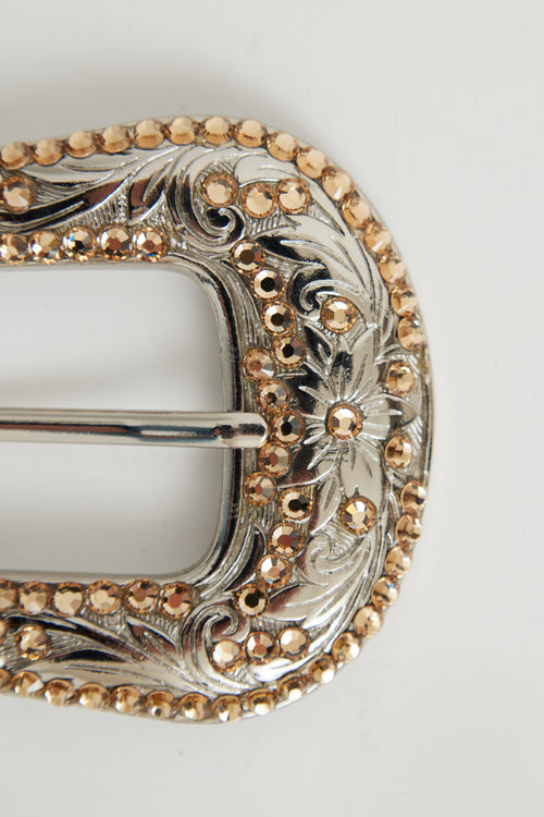 B.B. Simon Silver Tone Jewel Belt Buckle