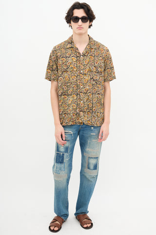 Beams Plus Brown 
Multi Paisley Print Shirt