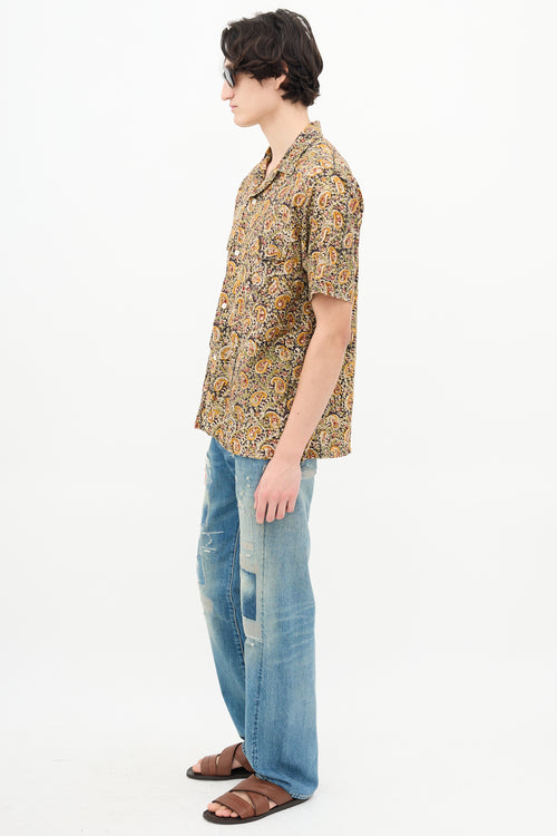 Beams Plus Brown 
Multi Paisley Print Shirt