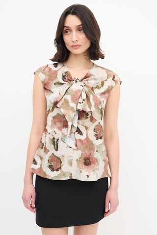 Beaufille Printed Neck Tie Blouse