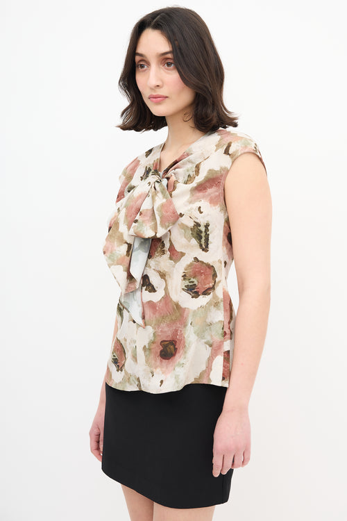 Beaufille Printed Neck Tie Blouse