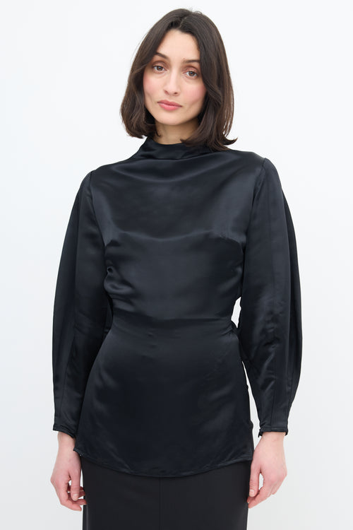 Beaufille Black Satin Stella Blouse