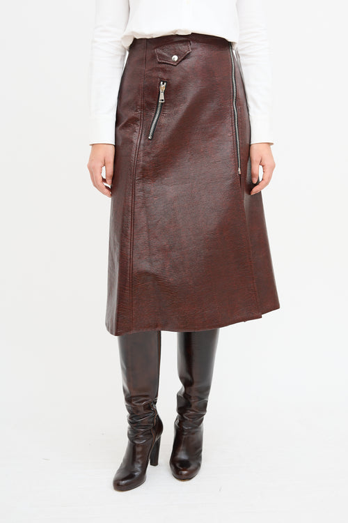 Beaufille Burgundy Faux Leather Garbo Skirt