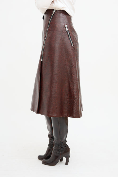 Beaufille Burgundy Faux Leather Garbo Skirt