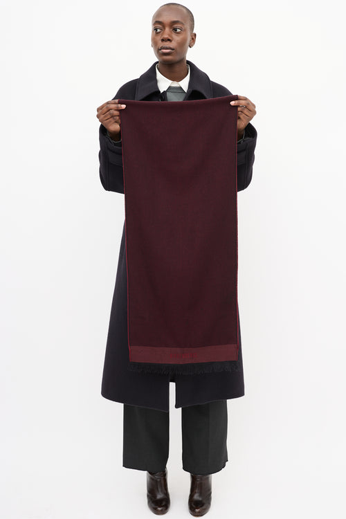 Dirk Bikkembergs RGSBIKK Burgundy 
Black Wool Scarf