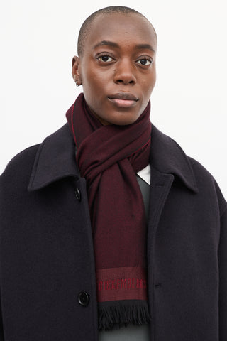 Dirk Bikkembergs RGSBIKK Burgundy 
Black Wool Scarf