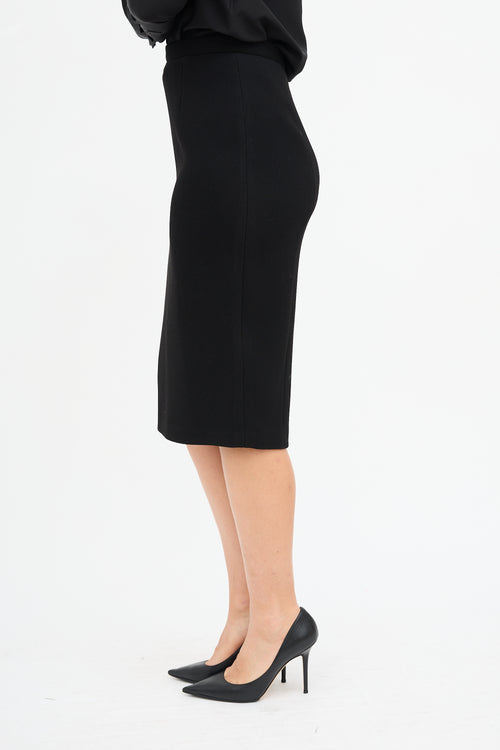 Bottega Veneta Black Pencil Midi Skirt