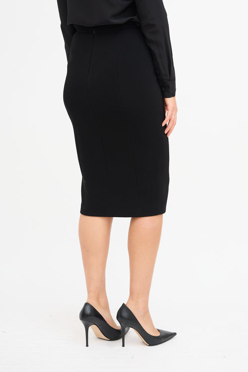 Bottega Veneta Black Pencil Midi Skirt