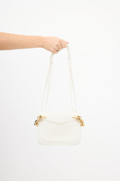 Bottega Veneta White Leather Mount Envelope Bag