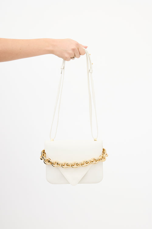 Bottega Veneta White Leather Mount Envelope Bag