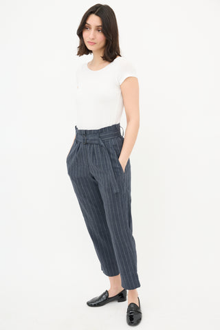 Brunello Cucinelli Pinstripe Belted Trouser