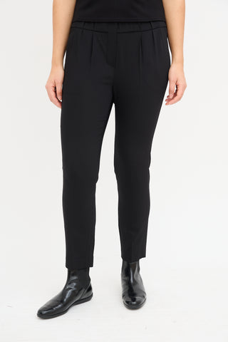 Brunello Cucinelli Black Wool Tapered Leg Trouser