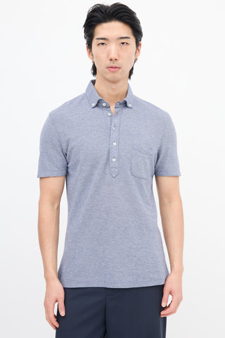 Brunello Cucinelli Blue One Pocket Polo