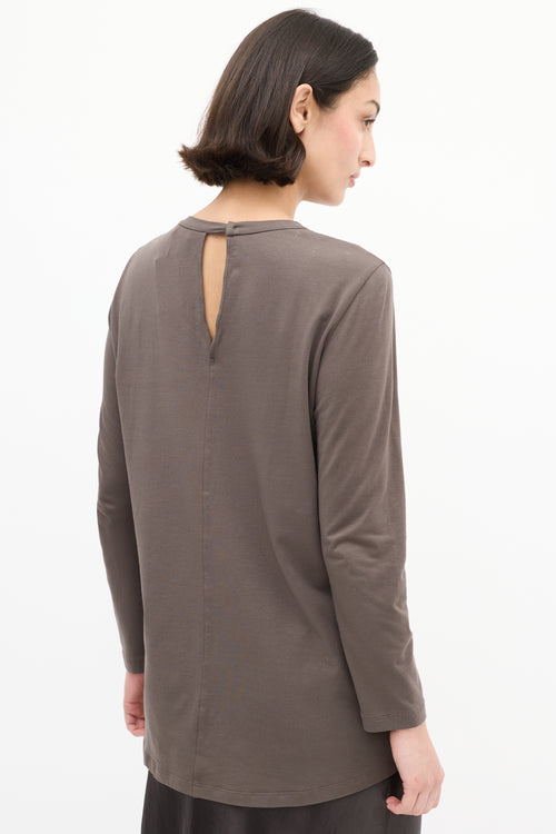 Brunello Cucinelli Brown Cotton Embellished Top