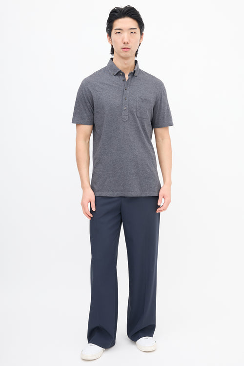 Brunello Cucinelli Dark Grey One Pocket Polo