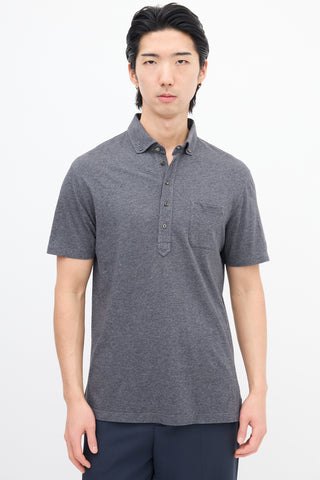 Brunello Cucinelli Dark Grey One Pocket Polo