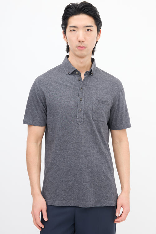 Brunello Cucinelli Dark Grey One Pocket Polo