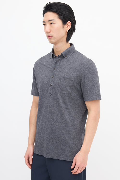 Brunello Cucinelli Dark Grey One Pocket Polo