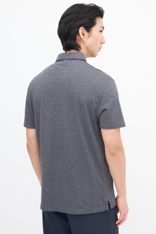 Brunello Cucinelli Dark Grey One Pocket Polo